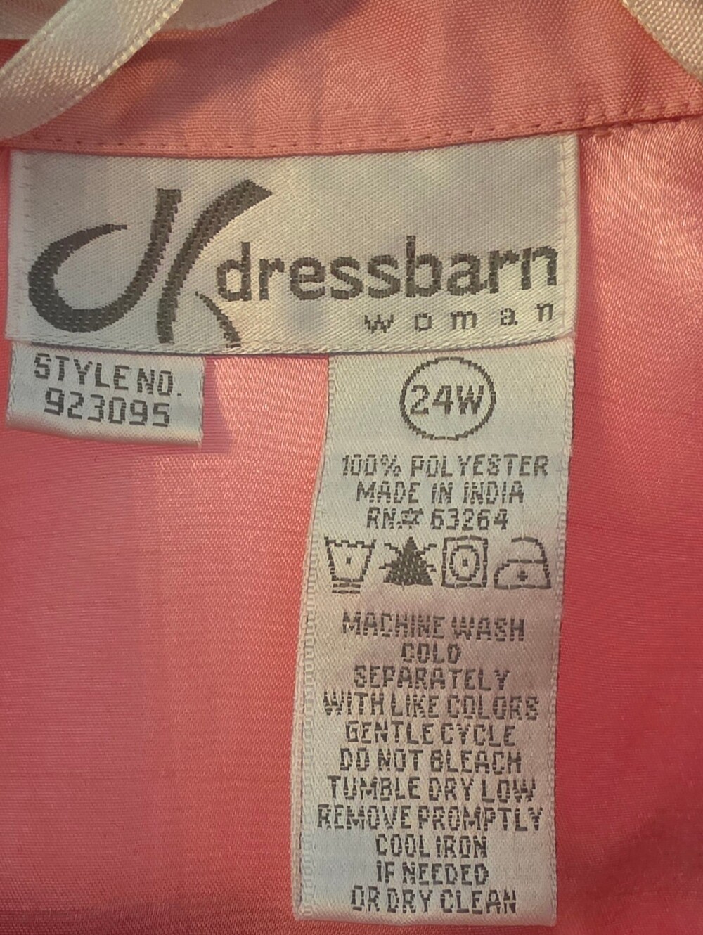 Dressbarn coral/cream/pink floral 3 piece pantsuit satin/linen look 24W - Picture 11 of 14
